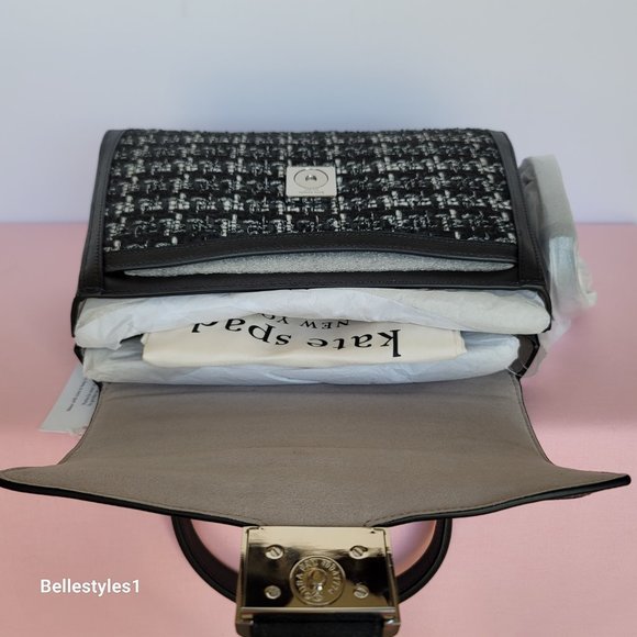 KATE SPADE Katy Tweed Medium Top Handle & Crossbody Bag- Black Multi⭐ - Picture 12 of 16